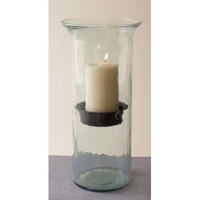Glass Candle Cylinder with Rustic Insert / Large