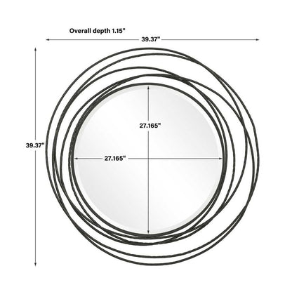 BLACK WHIRLWIND ROUND MIRROR
