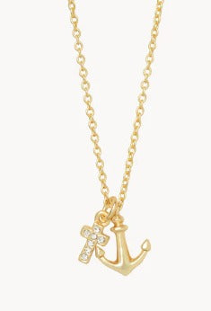 Sea La Vie Necklace It Is Well/Cross Anchor Gold