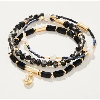 Black Sparkle Stretch Bracelet Stack