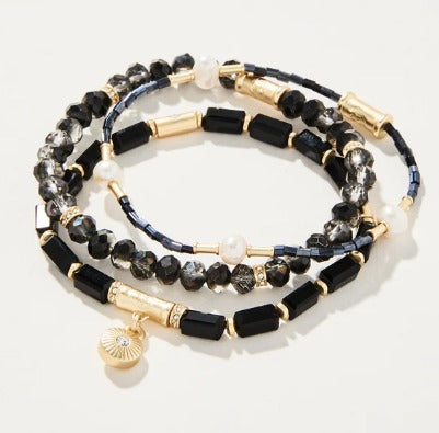 Black Sparkle Stretch Bracelet Stack