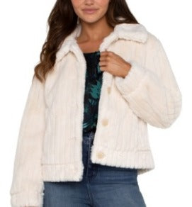 Cream Fur Trucker Jacket