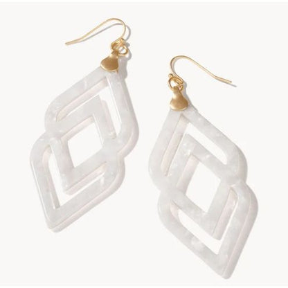White Shimmer Deco Drama Earrings