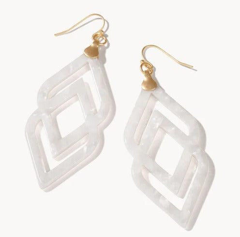 White Shimmer Deco Drama Earrings