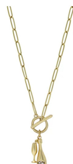 Sparkle and Pop Champagne  Toggle Necklace