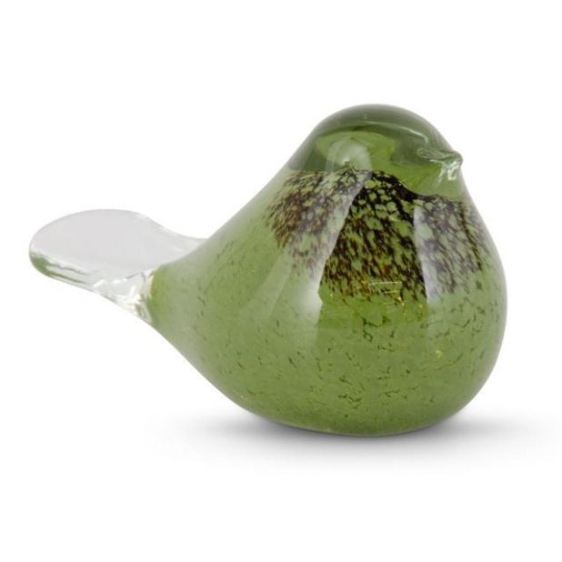 Green & Brown Speckled Glass Bird