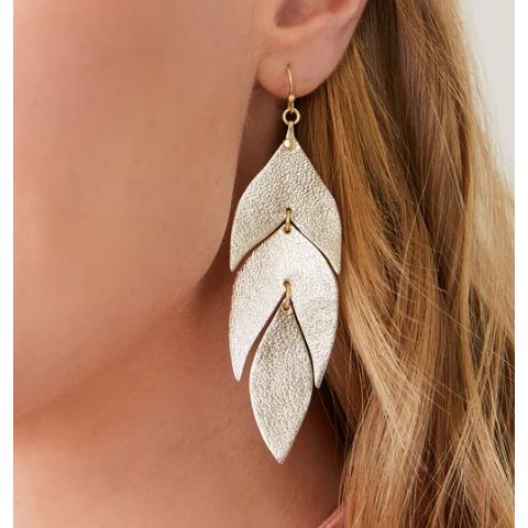 Gold Leaf Leather Earrings
