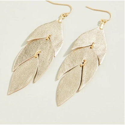 Gold Leaf Leather Earrings