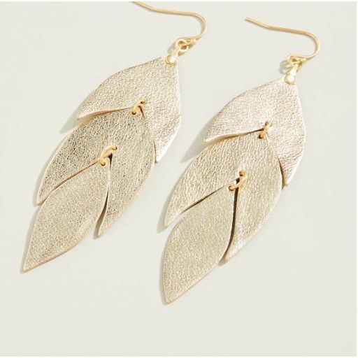 Gold Leaf Leather Earrings