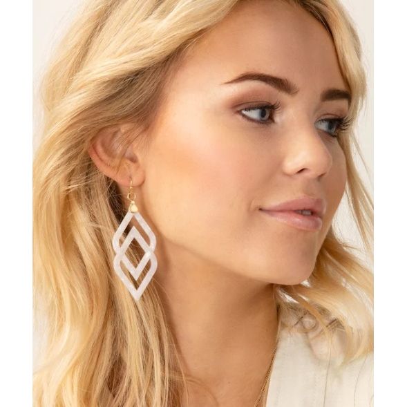 White Shimmer Deco Drama Earrings