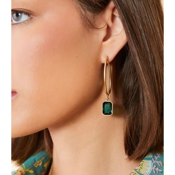 Chateau Hoop Earrings Dark Green
