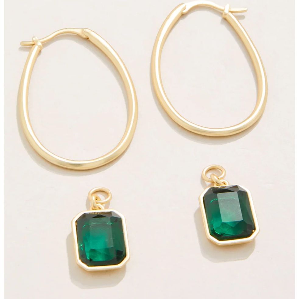 Chateau Hoop Earrings Dark Green