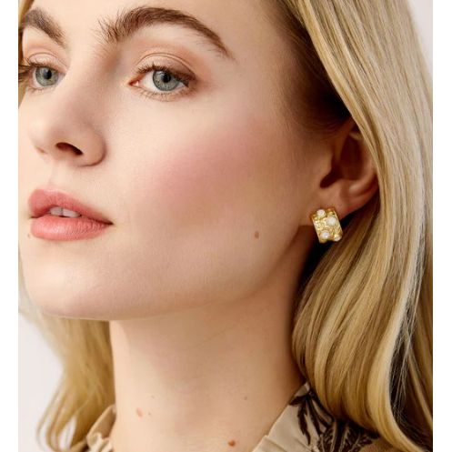 Karissa Hoop Earrings White Opal