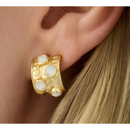Karissa Hoop Earrings White Opal