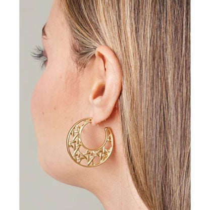 Cane Hoop Earrings Gold