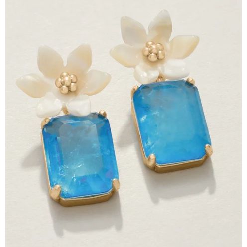 Blooming Gem  Earrings Blue