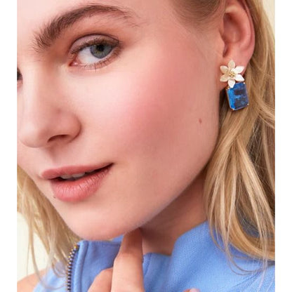 Blooming Gem  Earrings Blue