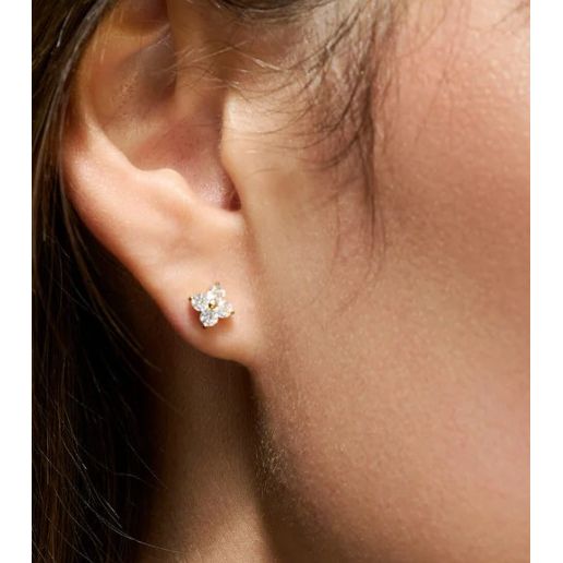 Sparkly Clover Stud  Earrings Set Crystal