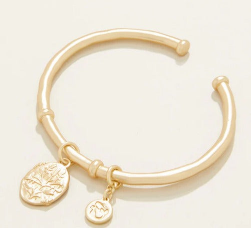 Damask Coin Charm Cuff Gold