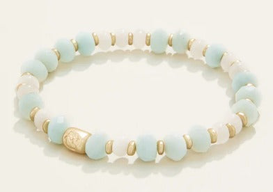 Stone Stretch Bracelet 10mm Sea Foam/White
