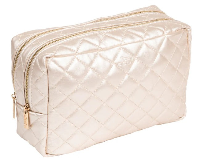 Champagne Quilted 2-Way Toiletry Bag