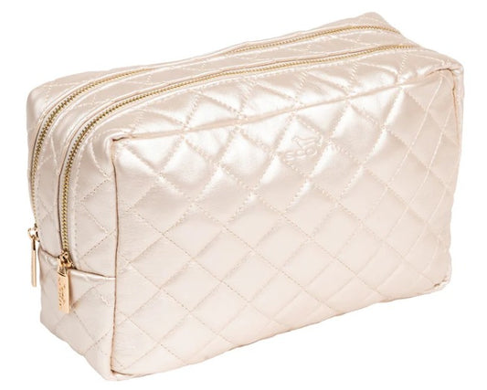 Champagne Quilted 2-Way Toiletry Bag