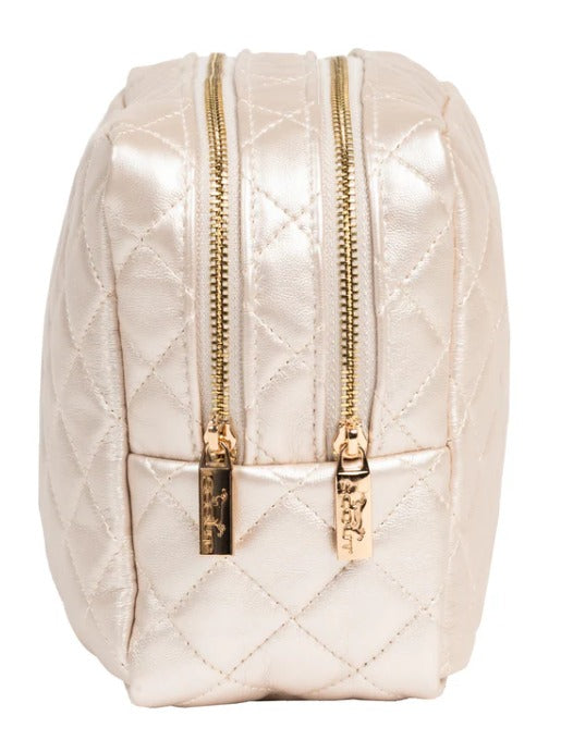 Champagne Quilted 2-Way Toiletry Bag