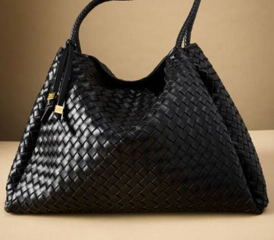 Black Nova Hand Woven Large Shoulder Bag