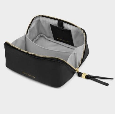 Black Fold-Out Mirror Makeup Bag