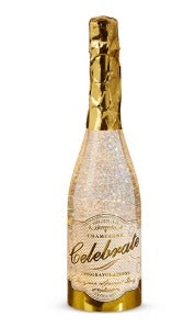 LIGHTED CHAMPAGNE BOTTLE WITH SWIRLING GLITTER