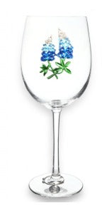 Bluebonnet Jeweled Stemmed Wine Glass