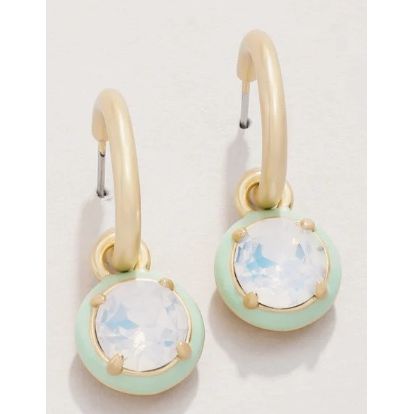 Clara Drop Hoop Earrings White Opal