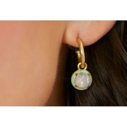 Clara Drop Hoop Earrings White Opal