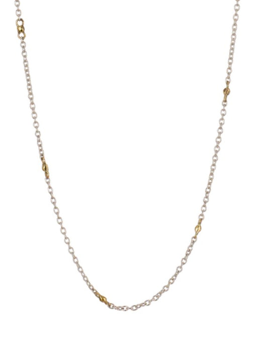 Thin Cable with Brass Beads Chain - 18"