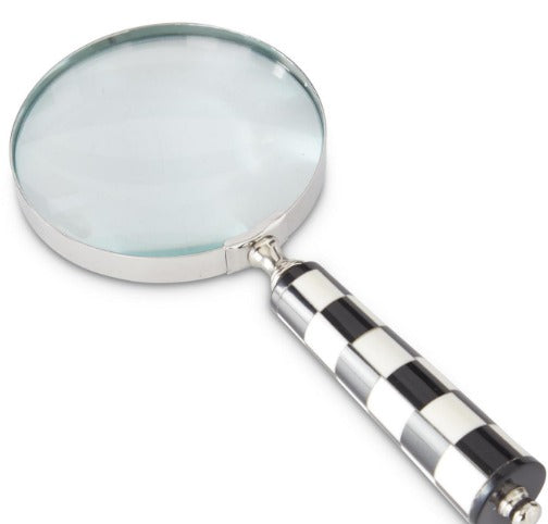 BLACK & CREAM CHECK TILED MAGNIFYING GLASS