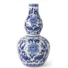 Blue & White Round Bottom Chinoiserie Vase