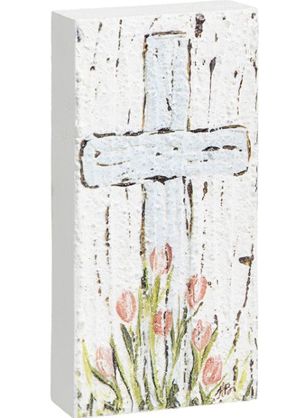 CROSS TEXTURED WOOD BLOCK