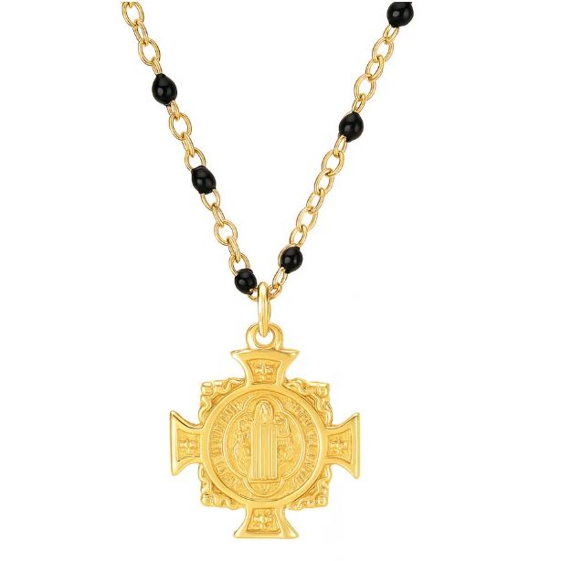Zayla Cross Pendant Enamel Beaded Necklace