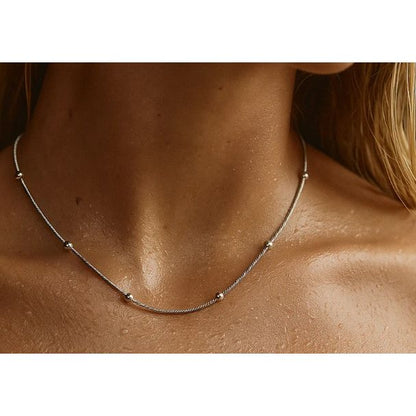 Silver Rozlyn Beaded Ball Chain Necklace