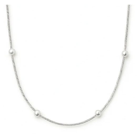 Silver Rozlyn Beaded Ball Chain Necklace