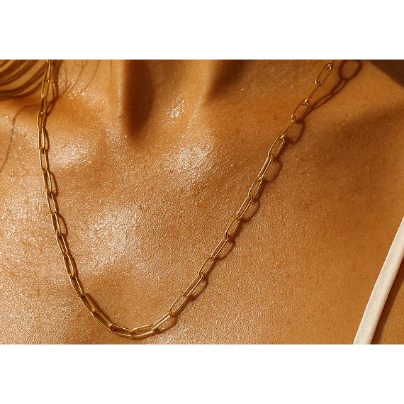 Gold Jayden Paperclip Chain Necklace