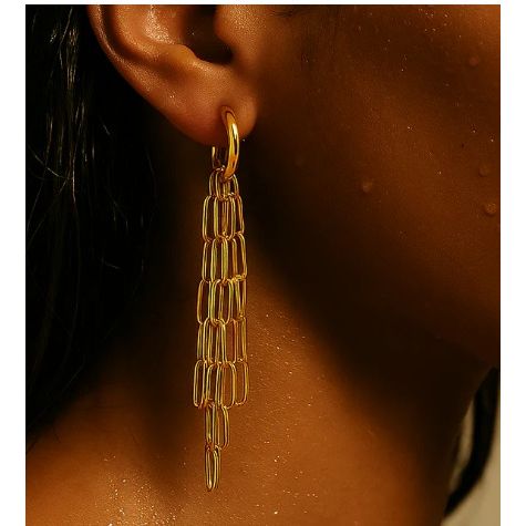 Olandria Drop Chain Huggie Hoop Earring