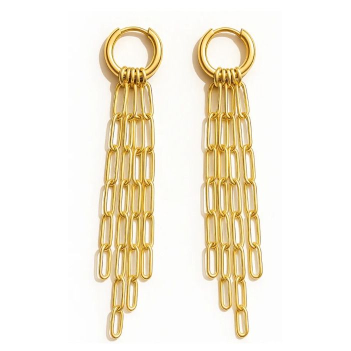 Olandria Drop Chain Huggie Hoop Earring
