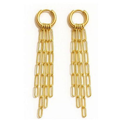 Olandria Drop Chain Huggie Hoop Earring