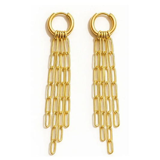 Olandria Drop Chain Huggie Hoop Earring