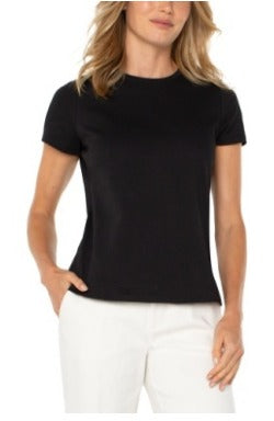 short slv crew neck knit tee w cb seam