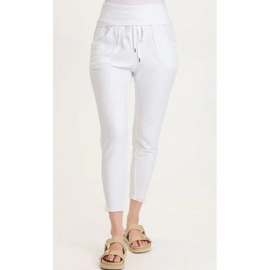 White Kiefer Slim Leg Crepe Knit Pant
