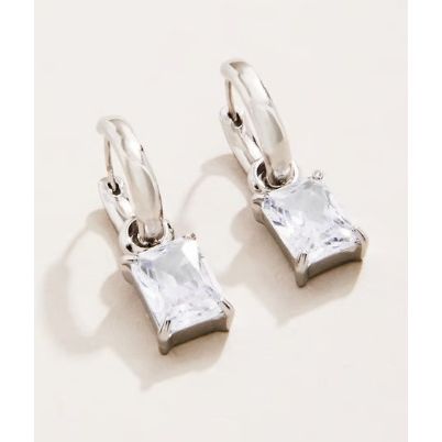SP Emerald Drop Convertible Hoop Earrings Cubic Zirconia SIL