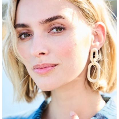 Straw Link Earrings Natural