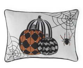 Lumbar White Halloween Pumpkin Pillow